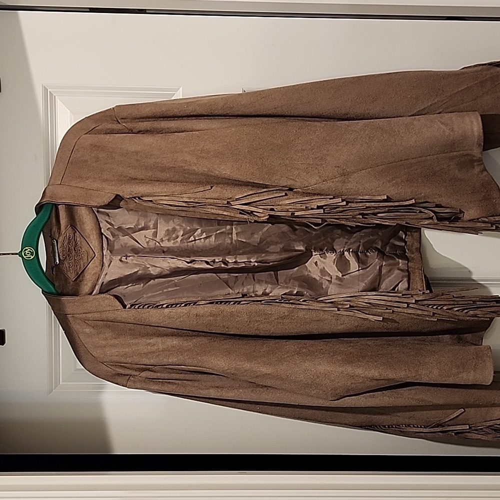 Jou Jou soft faux seude fringe mushroom jacket 3x - Picture 3 of 6